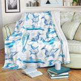 Watercolor Dolphin Pattern Premium Blanket