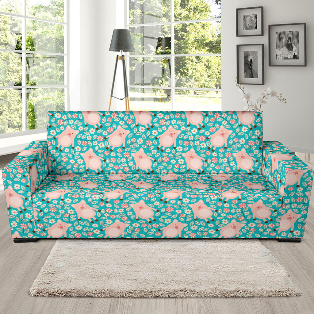 Pig Pattern Print Design 01  Sofa Slipcover