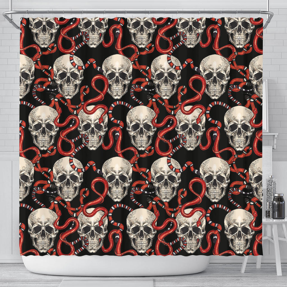 Red Snake Skull Pattern Shower Curtain Fulfilled In US