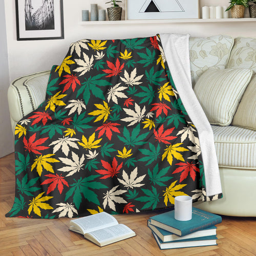 Canabis Marijuana Weed Pattern Print Design 02 Premium Blanket