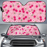 Cherry Flower Pattern Pink Background Car Sun Shade