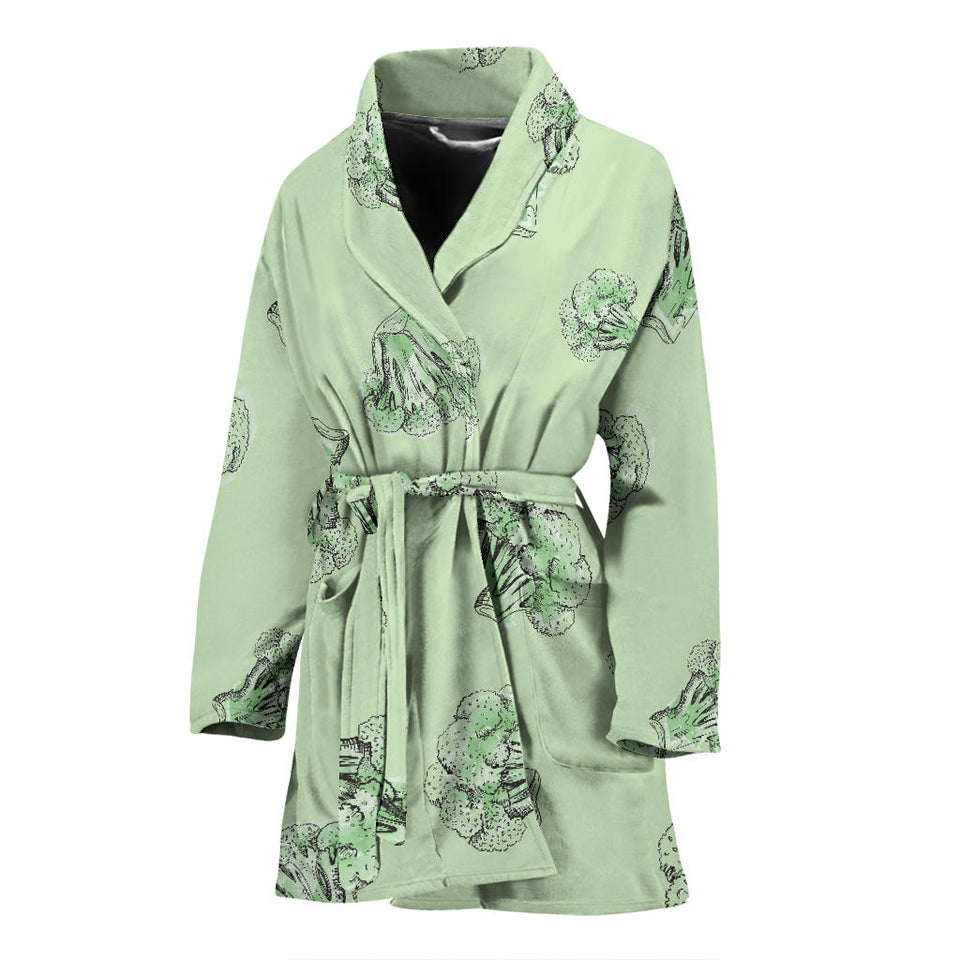 Broccoli Sketch Pattern Women'S Bathrobe
