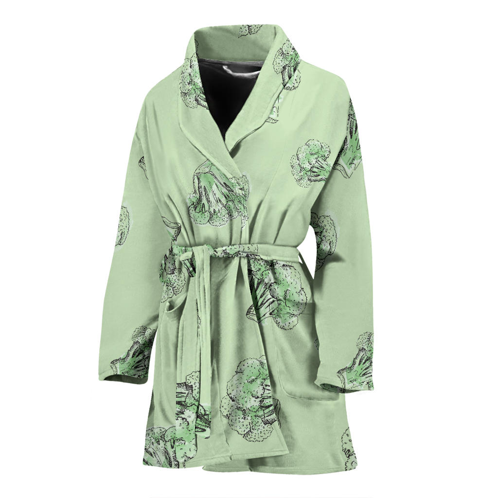 Broccoli Sketch Pattern Women'S Bathrobe