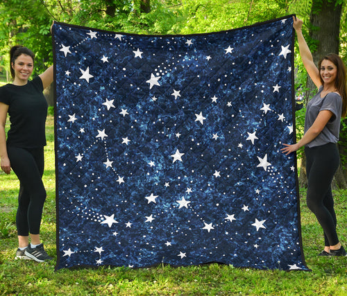Night Sky Star Pattern Premium Quilt