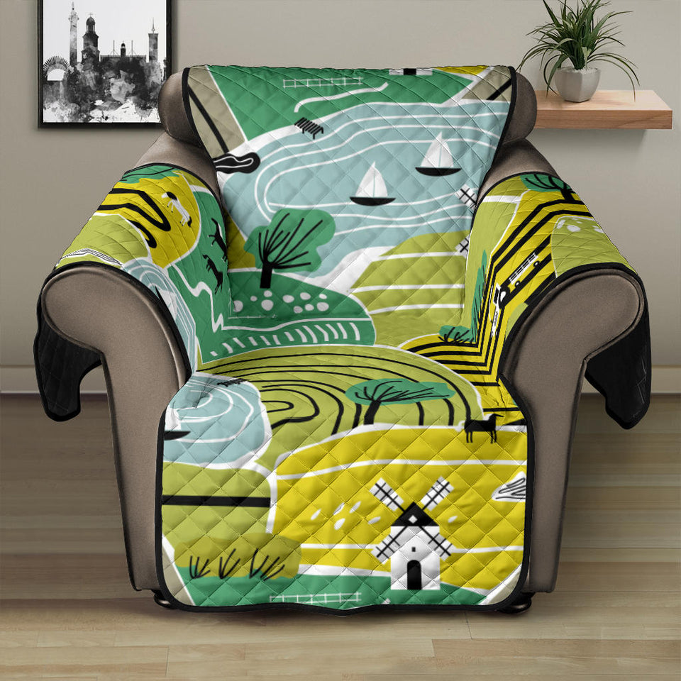 Hand drawn windmill pattern Recliner Cover Protector