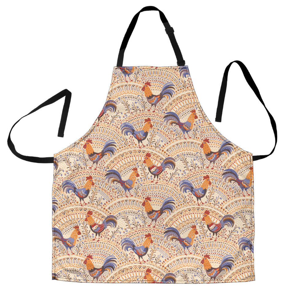 Cute Rooster Chicken Cock Floral Ornament Background Adjustable Apron