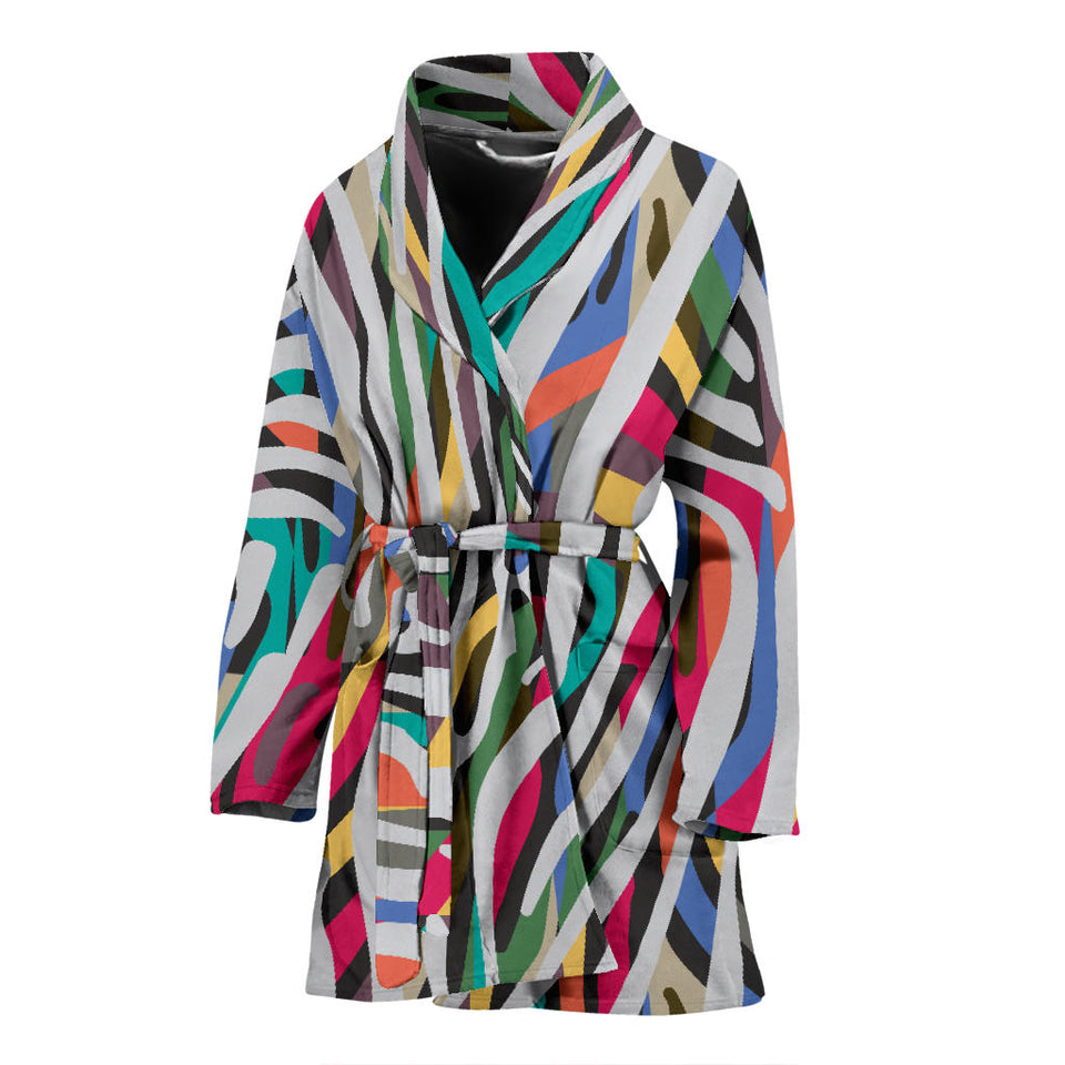 Colorful Zebra Skin Pattern Women'S Bathrobe