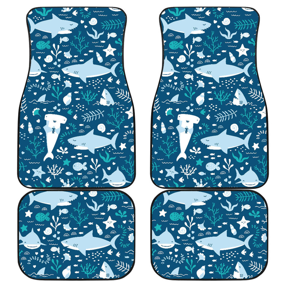Cute Shark Pattern Front And Back Car Mats