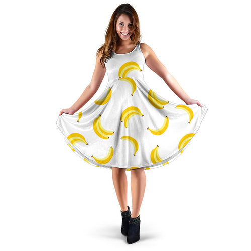 Banana Pattern Sleeveless Midi Dress