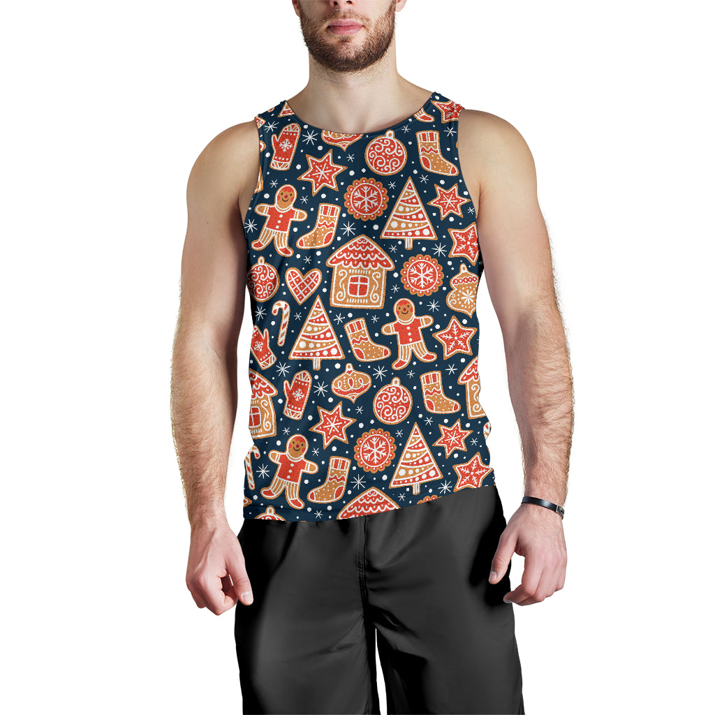 Christmas gingerbread cookie pattern Men Tank Top