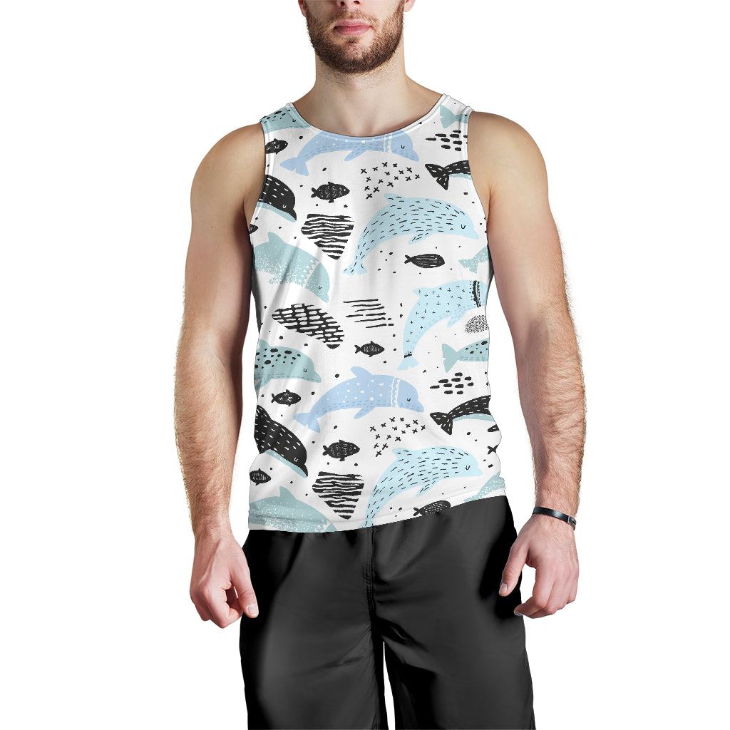 Cute dolphins Childish Style pattern Men Tank Top