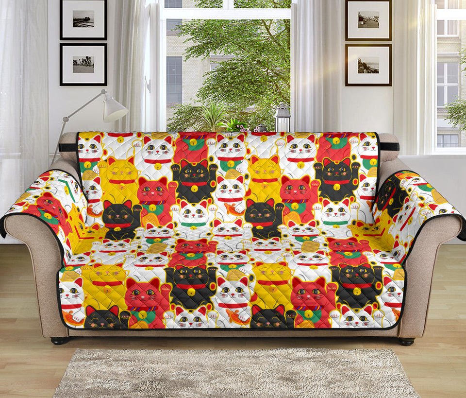 Colorful Maneki Neko Lucky Cat pattern Sofa Cover Protector