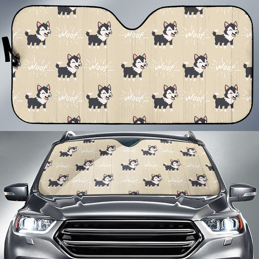 Cute Siberian Husky Car Sun Shade