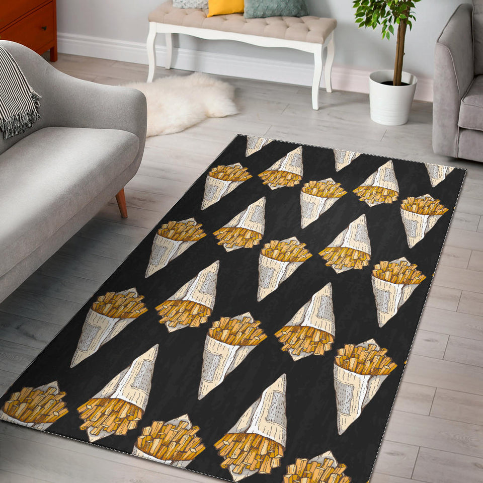 French Fries Dark Background Area Rug