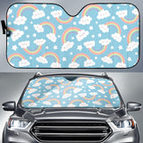 Cute Rainbow Clound Star Pattern Blue Background Car Sun Shade