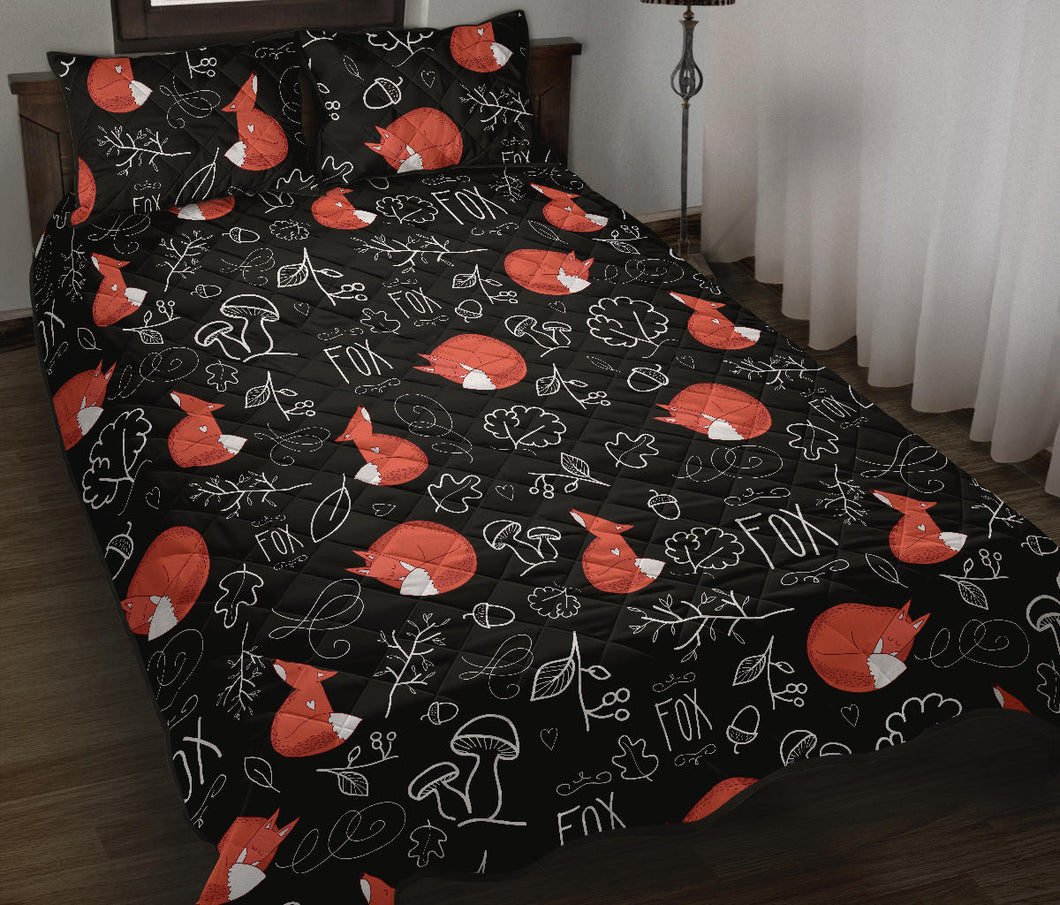 fox sleeping fox pattern Quilt Bed Set