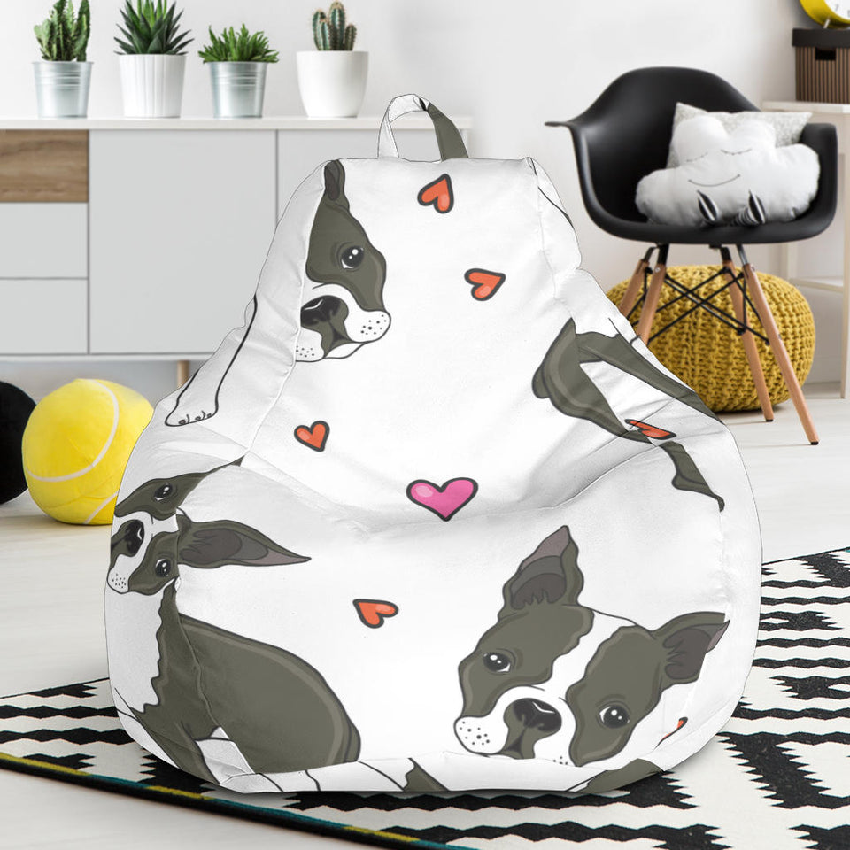 Boston Terrier Dog Hearts Vector Pattern Bean Bag Cover