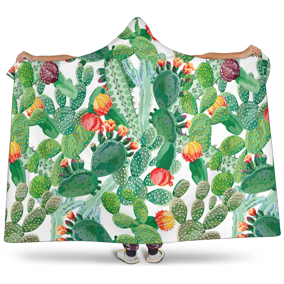 Cactus Design Pattern Copy Hooded Blanket