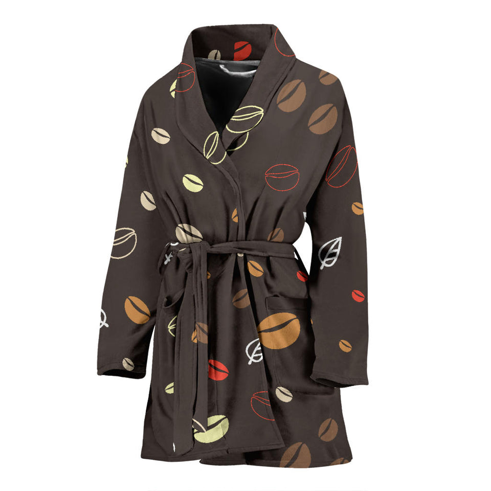 Coffee Bean Leave Pattern Women'S Bathrobe