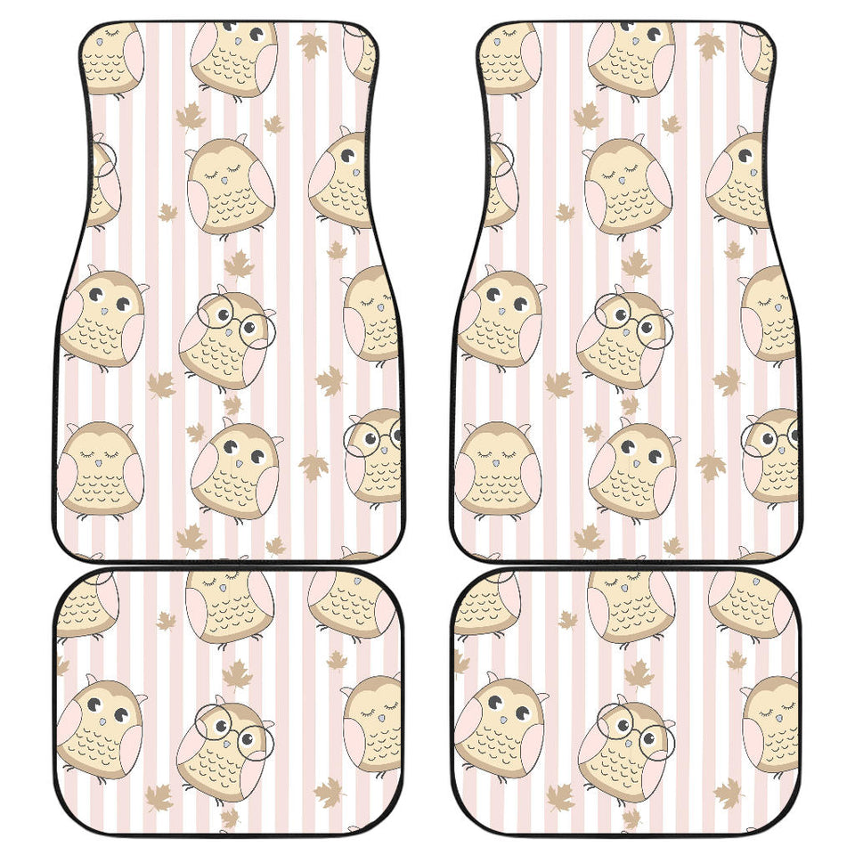 Cute Owl Leaf Front And Back Car Mats
