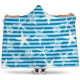Starfish Blue Blackground Hooded Blanket