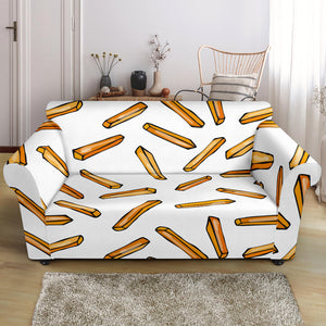 French Fries Potato Pattern Loveseat Couch Slipcover