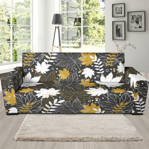 Beautiful Gold Autumn Maple Leaf Pattern Sofa Slipcover