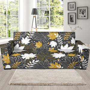 Beautiful Gold Autumn Maple Leaf Pattern Sofa Slipcover