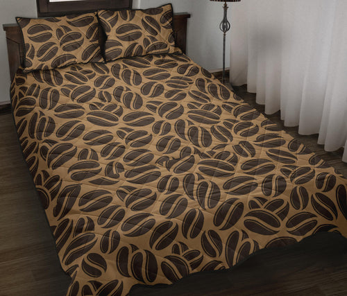 Coffee bean on brown background Quilt Bed Set