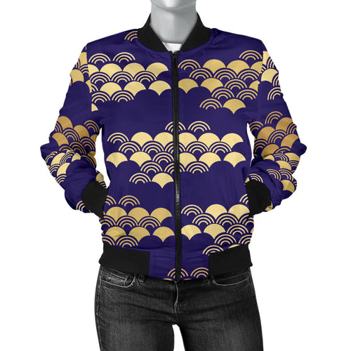 Beautiful Japanese Fan Pattern Women'S Bomber Jacket