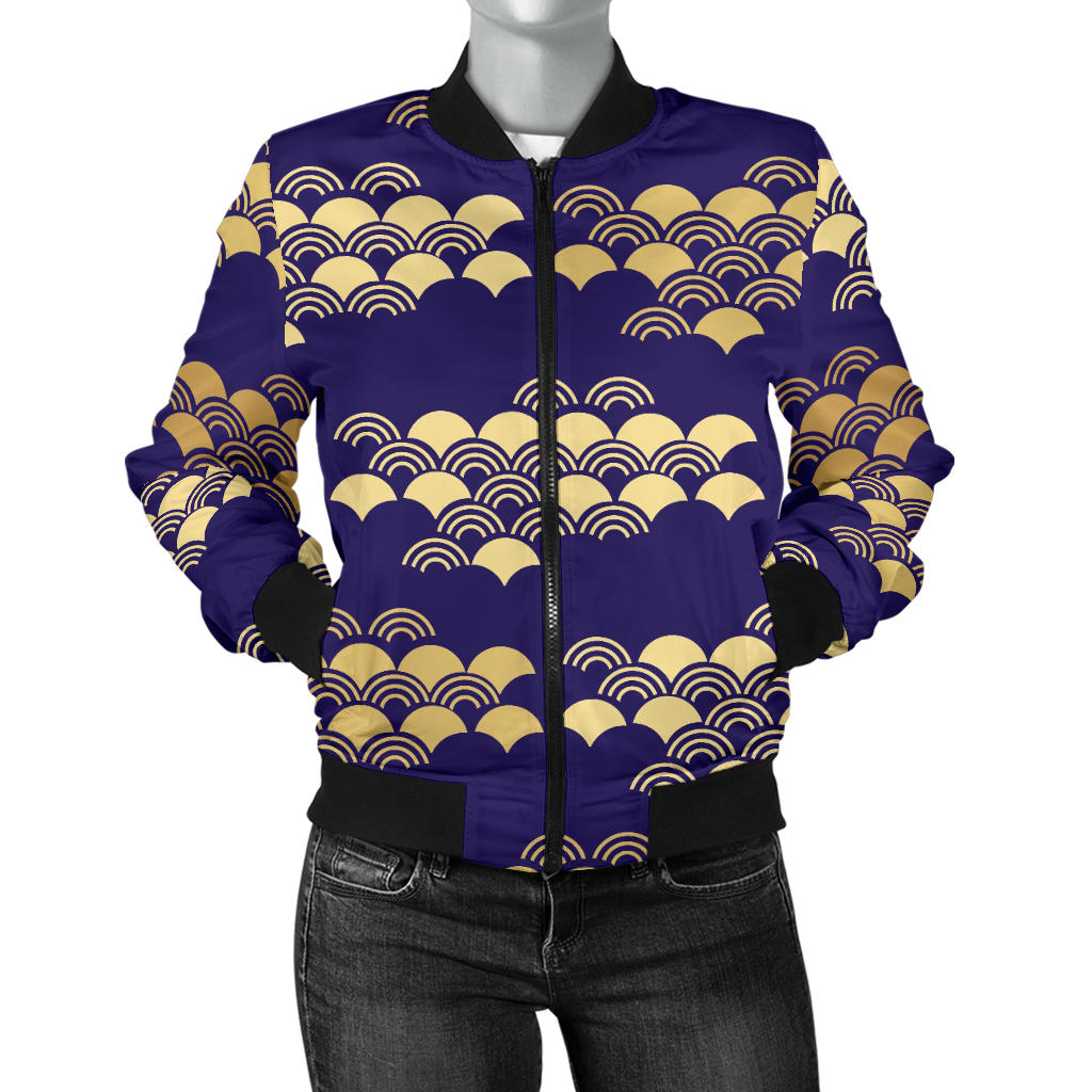 Beautiful Japanese Fan Pattern Women'S Bomber Jacket