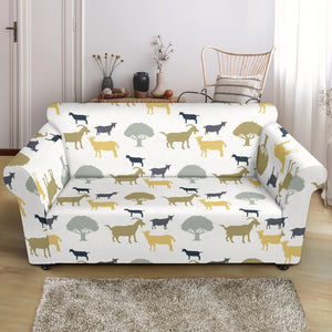 Silhouettes Of Goat And Tree Pattern Loveseat Couch Slipcover