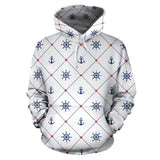 Anchor Rudder Nautical Design Pattern Men Women Pullover Hoodie