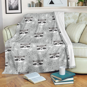 Cute Raccoons Leaves Dot Premium Blanket