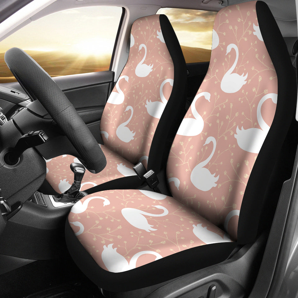 Swan Flower Light Pink Background  Universal Fit Car Seat Covers