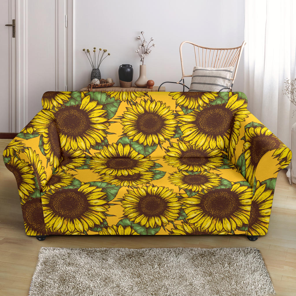 Sunflower Pattern Loveseat Couch Slipcover