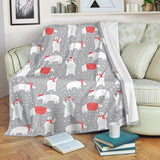Cute Polar Bear Christmas Snow Pattern Premium Blanket