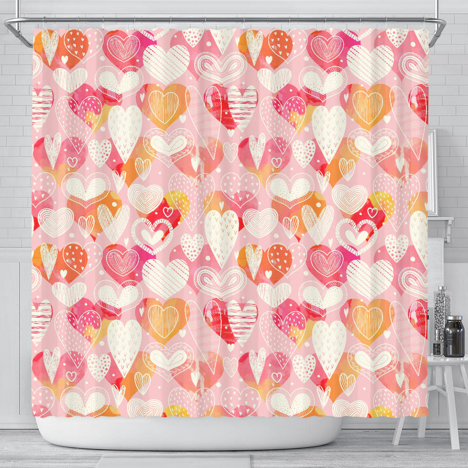 Hand Drawn Heart Design Pattern Shower Curtain Fulfilled In US