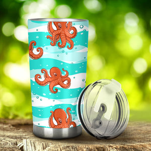 Octopuses Sea Wave Background Tumbler