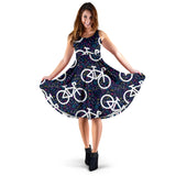 Bicycle Pattern Print Design 03 Sleeveless Midi Dress