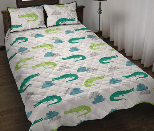 watercolor crocodile pattern Quilt Bed Set