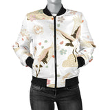 Beautiful Japanese Cranes Pattern Women'S Bomber Jacket