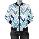 Zigzag  Chevron Blue Pattern Women'S Bomber Jacket
