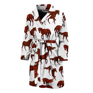 Horses Running Pattern Background Men'S Bathrobe