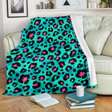 Green Leopard Skin Print Pattern Premium Blanket