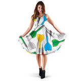 Darts Pattern Print Design 03 Sleeveless Midi Dress