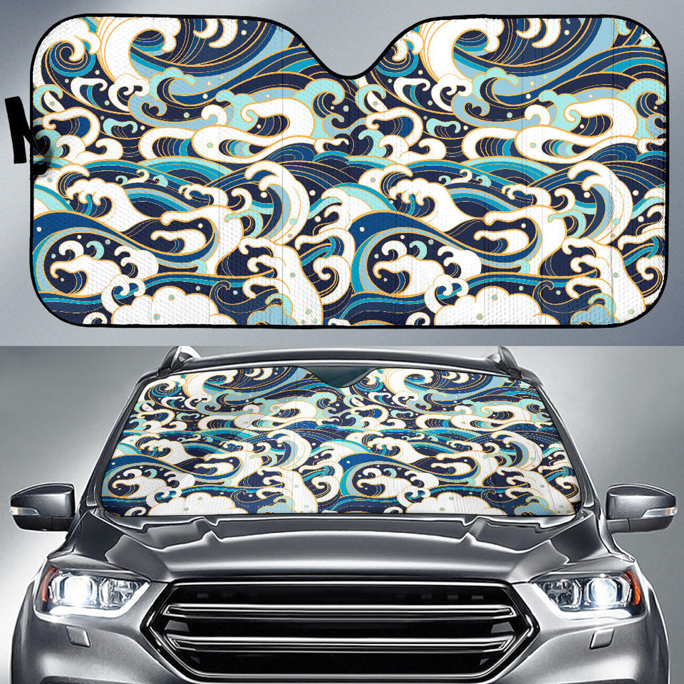 Japanese Wave Pattern Car Sun Shade