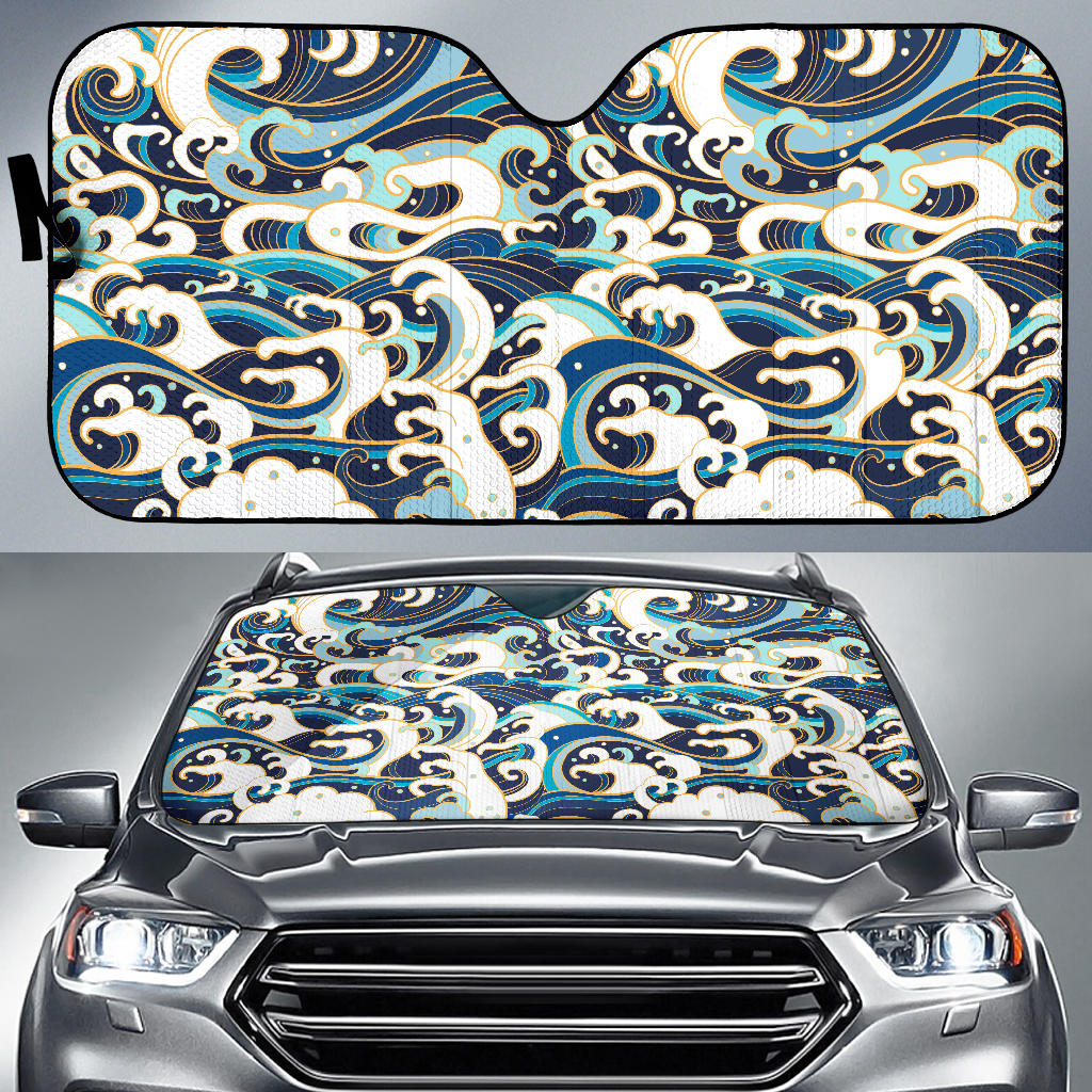 Japanese Wave Pattern Car Sun Shade