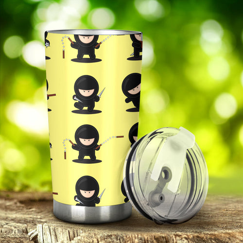 Cute Ninja Yellow Background Tumbler