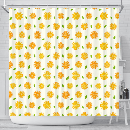 Oranges Leaves Pattern Shower Curtain Fulfilled In US